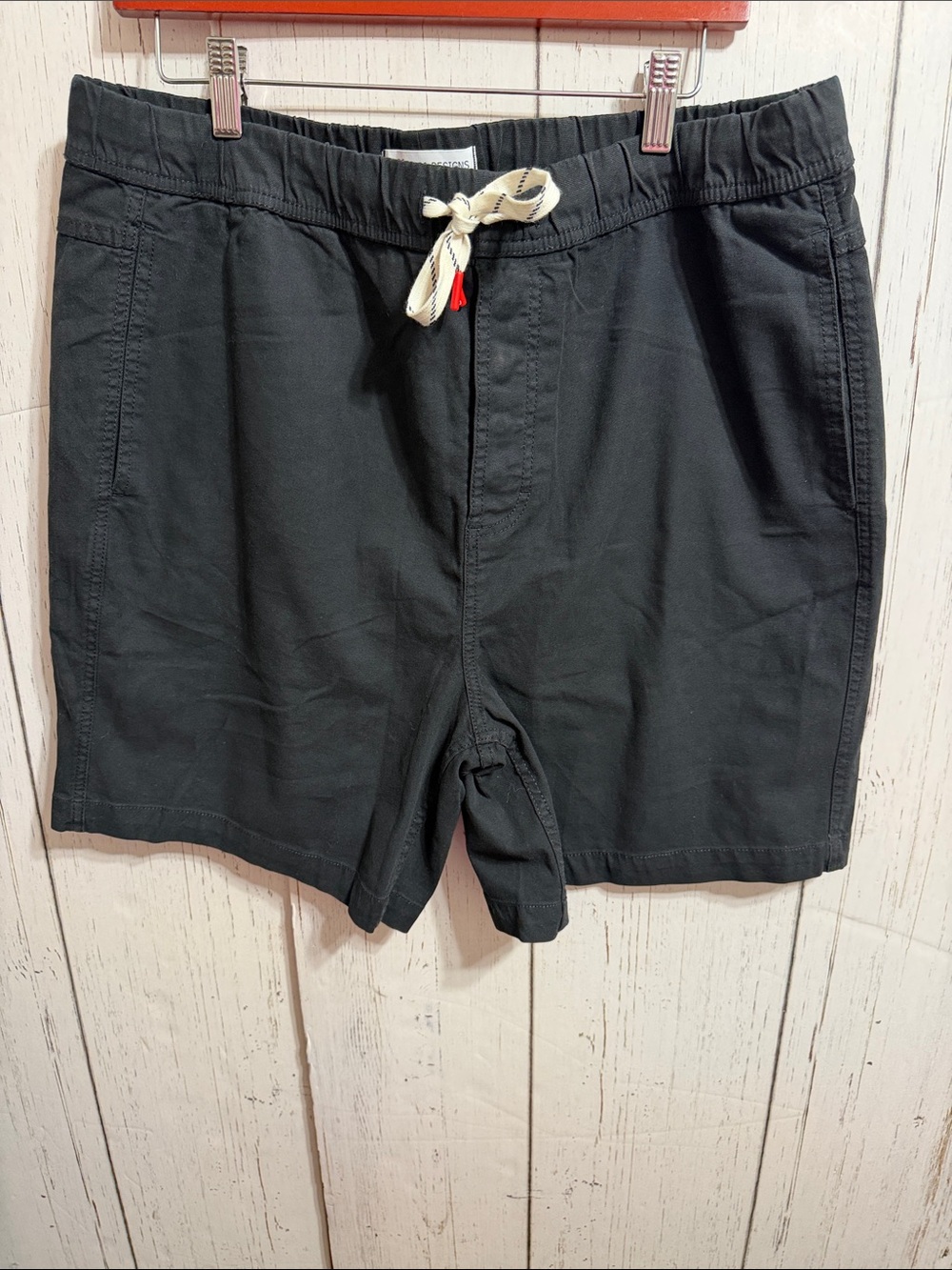 Topo Designs Black Drawstring Shorts with Cream Cord
